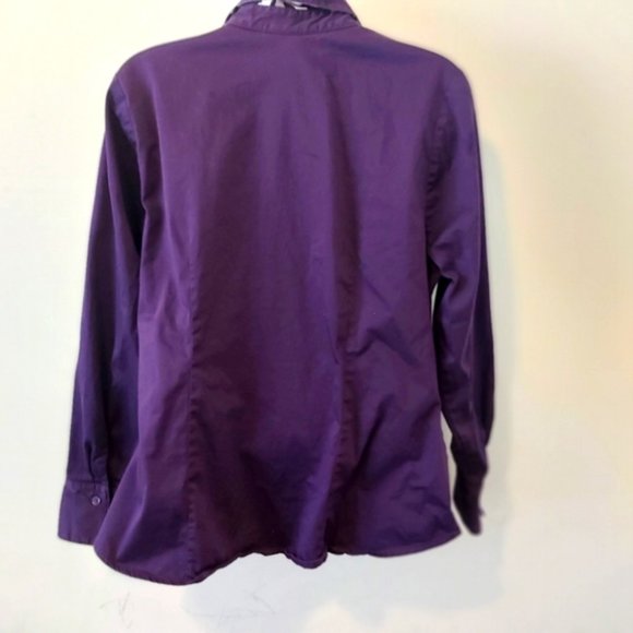 LANE BRYANT | Women's Button Down Animal Print Collar Shirt Purple Size 14 - Picture 2 of 9